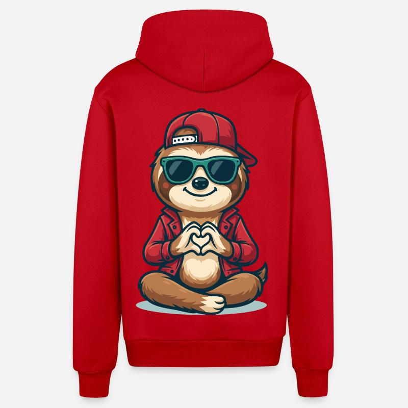 Chill Love Sloth - Organic Relaxed Kapuzenjacke Made in EU - Rot