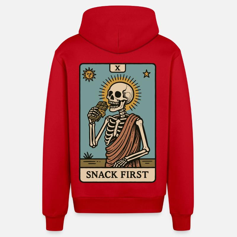 Collation Premier Squelette Drôle Dire Halloween - Veste à capuche bio décontractée fabriquée en UE - rouge