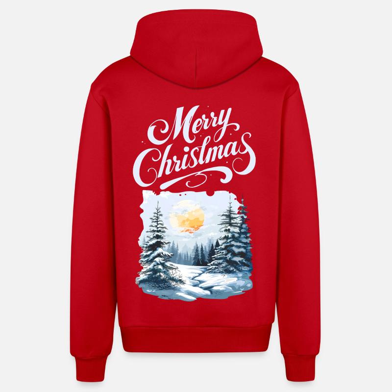 Joyeux Noël Forêt Paysage - Veste à capuche bio décontractée fabriquée en UE - rouge