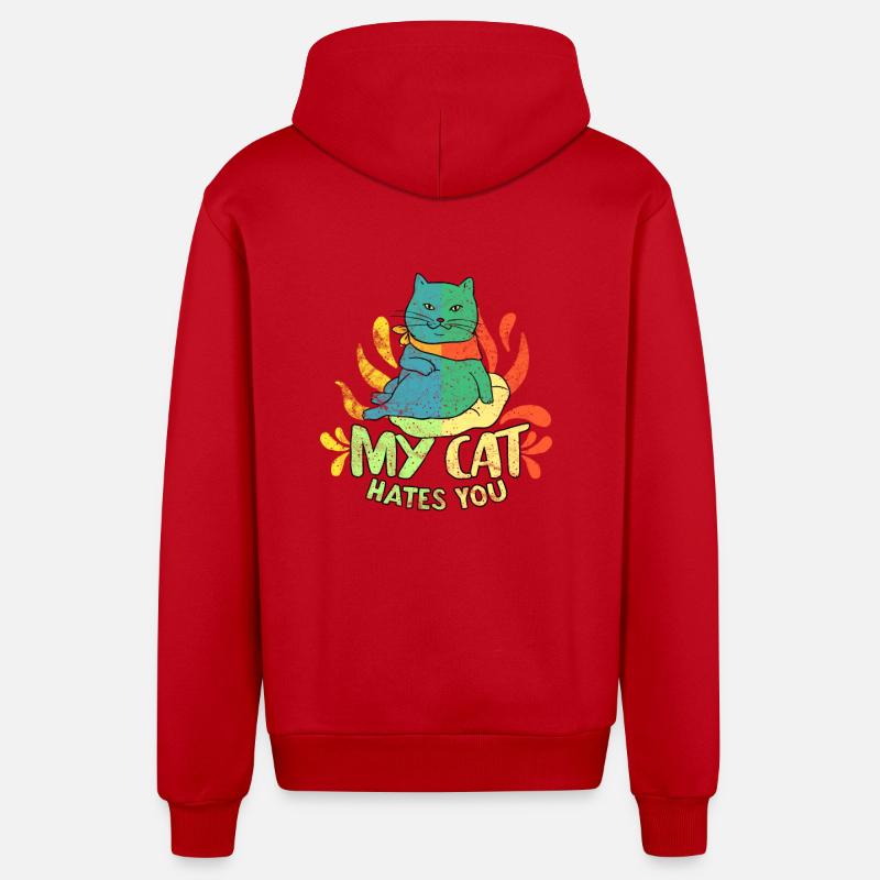 Mon chat vous déteste - Veste à capuche bio décontractée fabriquée en UE - rouge