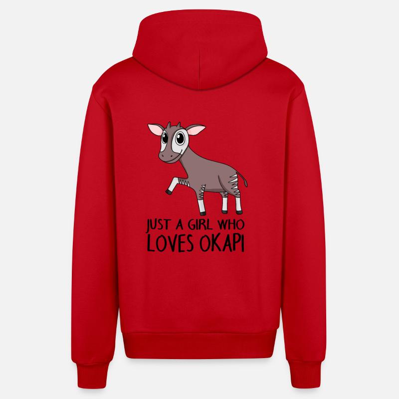 Okapi Mädchen Spruch - Organic Relaxed Kapuzenjacke Made in EU - Rot