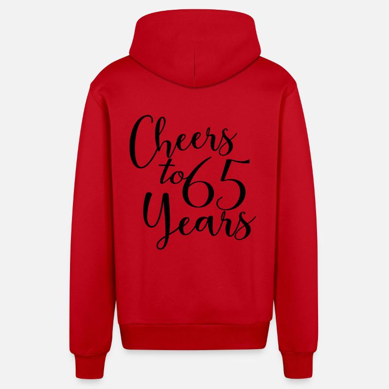 Vive 65 ans 65e anniversaire - Veste à capuche bio décontractée fabriquée en UE - rouge