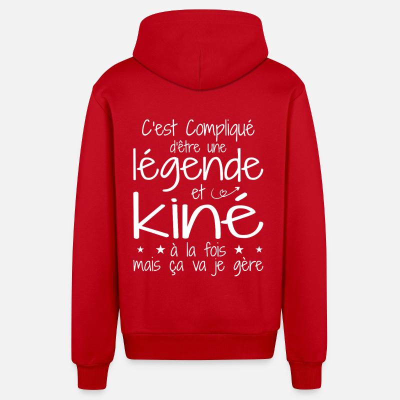 Une légende et Kiné - Veste à capuche bio décontractée fabriquée en UE - rouge