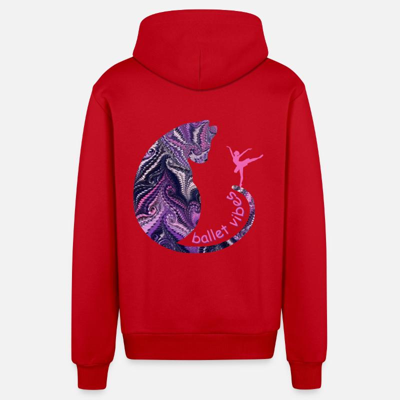 chat avec ballerine e 75 - Veste à capuche bio décontractée fabriquée en UE - rouge