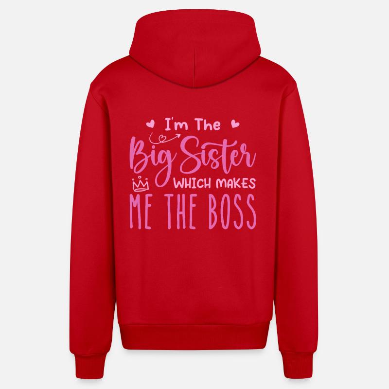 Ich bin die große Schwester - Organic Relaxed Kapuzenjacke Made in EU - Rot