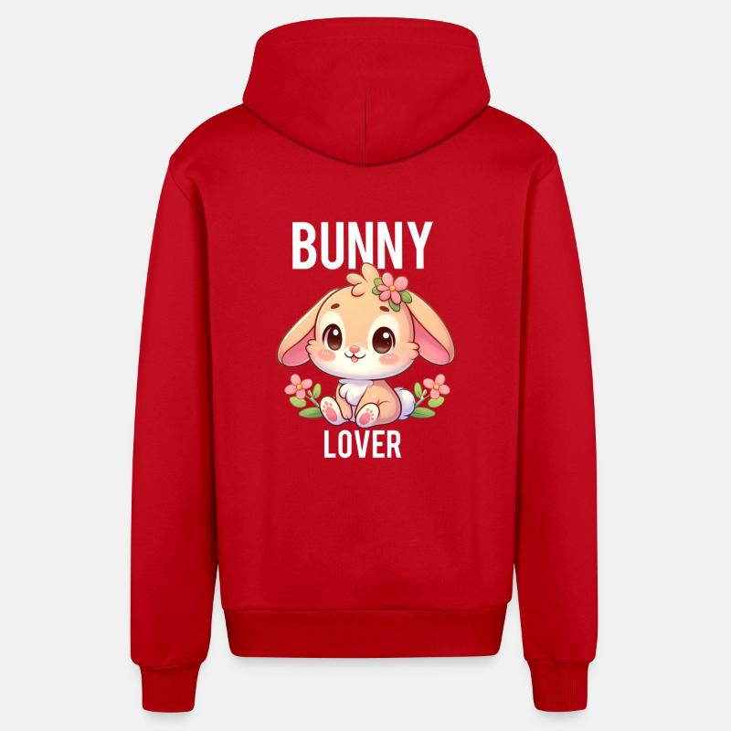 bunny lover 2 - Veste à capuche bio décontractée fabriquée en UE - rouge