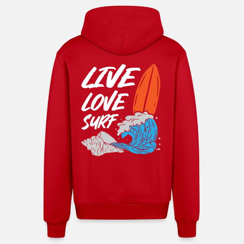 Surf d’amour en direct - Veste à capuche bio décontractée fabriquée en UE - rouge