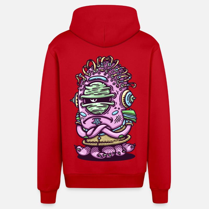 Créature extraterrestre rose de l’espace - Veste à capuche bio décontractée fabriquée en UE - rouge