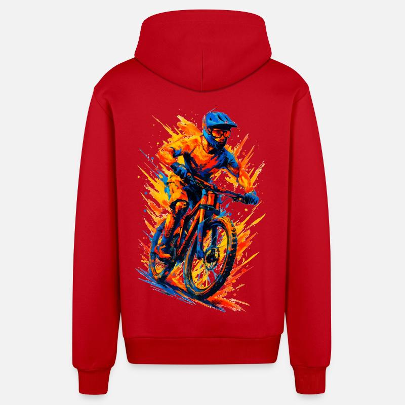 Mountainbiking Mountainbiker MTB cool Geschenk - Organic Relaxed Kapuzenjacke Made in EU - Rot