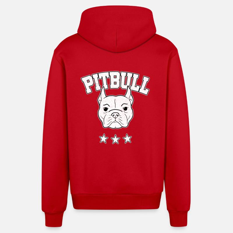 Pitbull Terrier Pittie Bully Gift - Organic Relaxed Hooded Jacket Made in EU - red