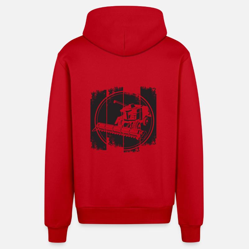 Moissonneuses-batteuses - Veste à capuche bio décontractée fabriquée en UE - rouge