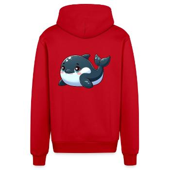 killer whale - Organic Relaxed Hooded Jacket Made in EU - red - Back