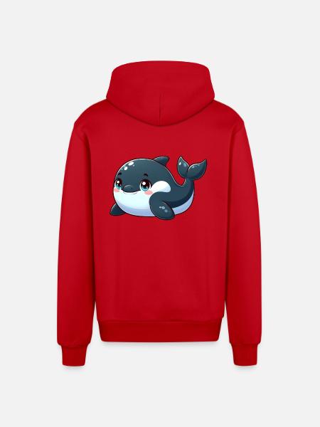 killer whale - Organic Relaxed Hooded Jacket Made in EU - red
