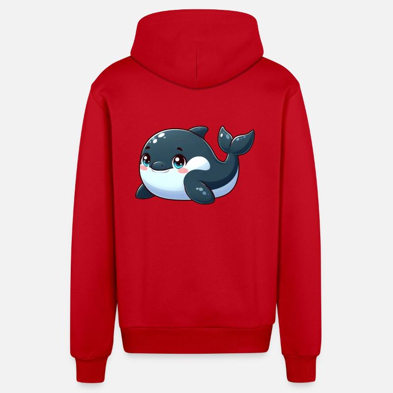 killer whale - Organic Relaxed Hooded Jacket Made in EU - red