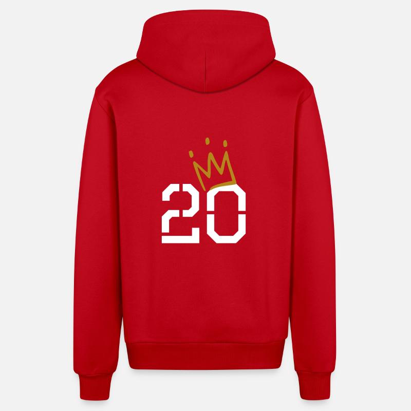 20 ans avec couronne - Veste à capuche bio décontractée fabriquée en UE - rouge