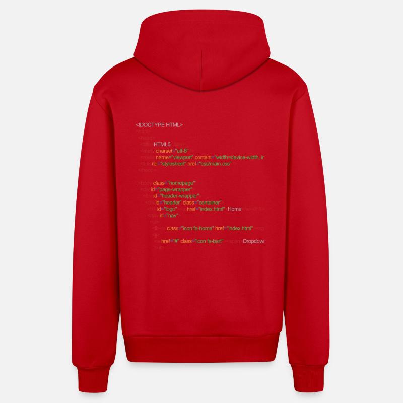 Code HTML5 - Veste à capuche bio décontractée fabriquée en UE - rouge