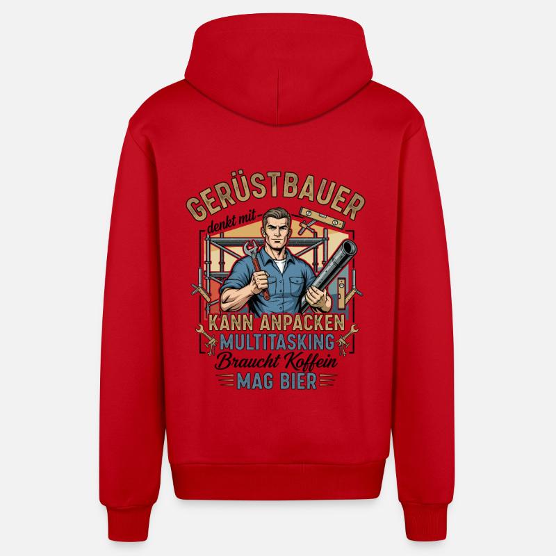 Le constructeur d’échafaudages - Veste à capuche bio décontractée fabriquée en UE - rouge