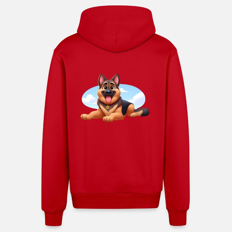 German Shepherd 12 - Organic Relaxed Hooded Jacket Made in EU - red