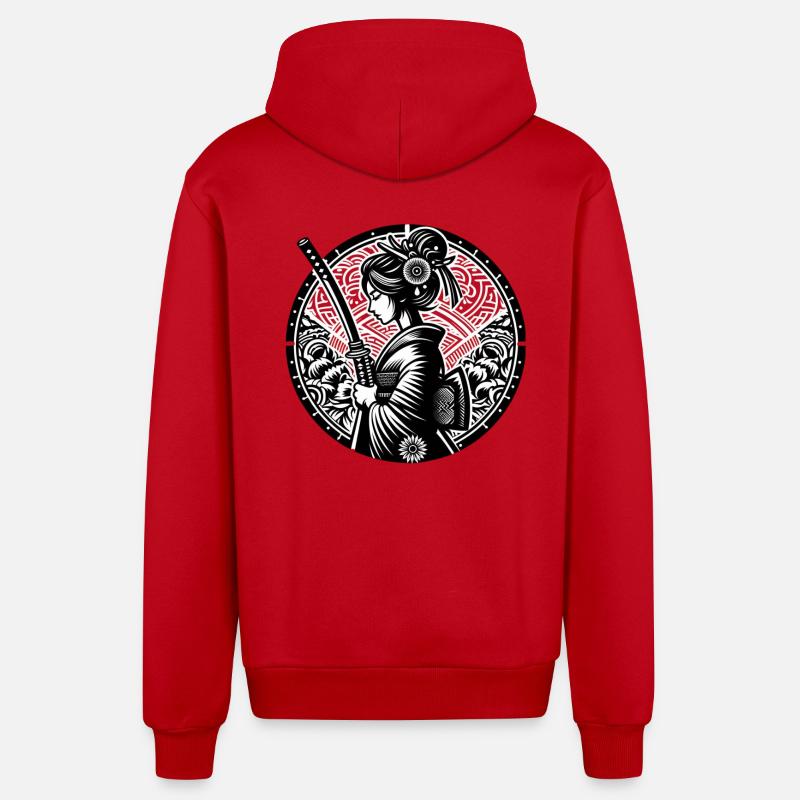 Samouraï Girl - Veste à capuche bio décontractée fabriquée en UE - rouge