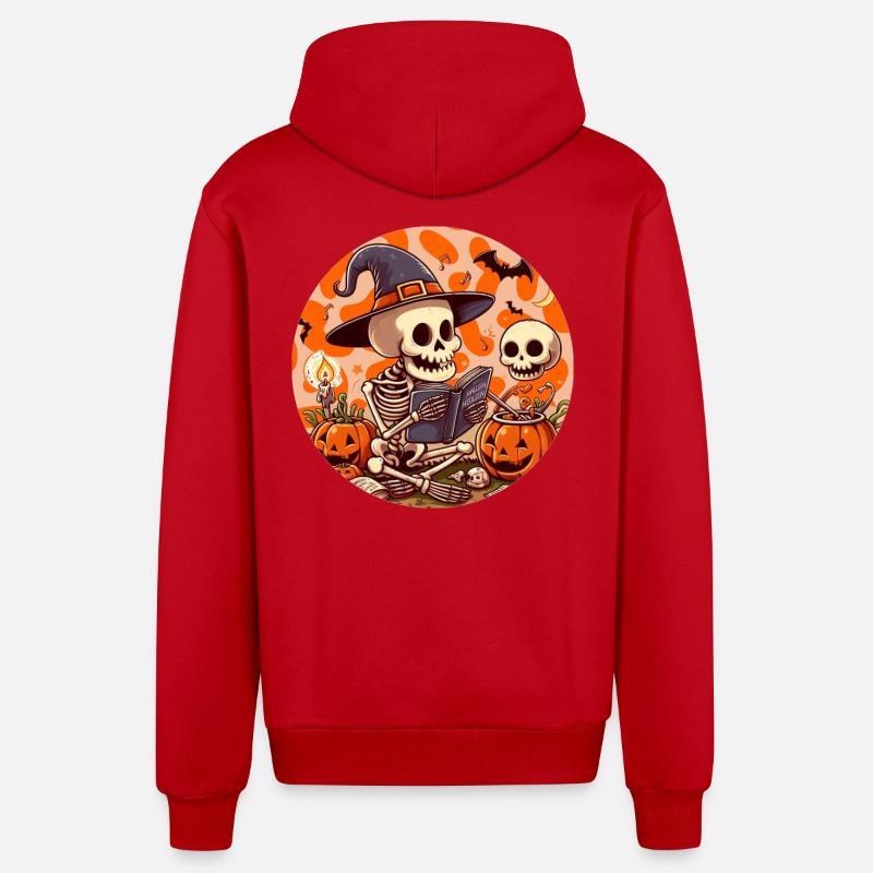Mr. Bone Spooky Halloween 2 - Organic Relaxed Hooded Jacket Made in EU - red