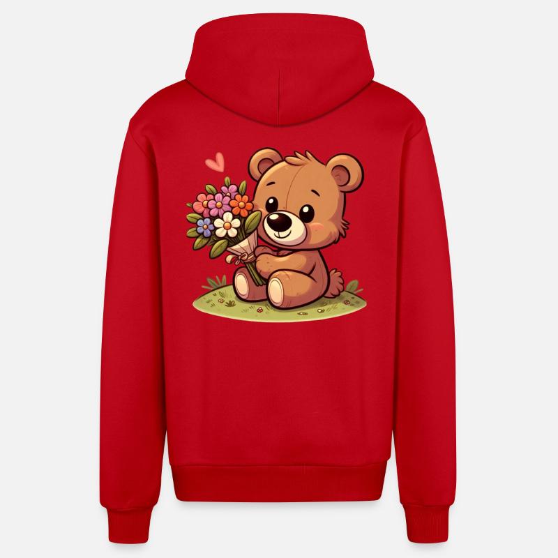 teddy bear 4 - Veste à capuche bio décontractée fabriquée en UE - rouge