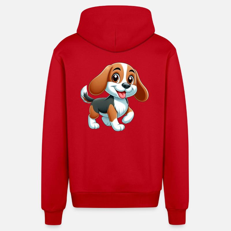 beagle 4 - Veste à capuche bio décontractée fabriquée en UE - rouge