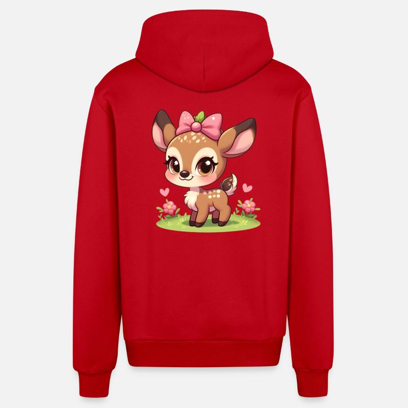 Petit Faon mignon 3 - Veste à capuche bio décontractée fabriquée en UE - rouge