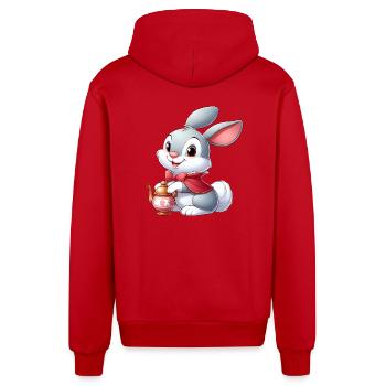 Rabbit 12 - Organic Relaxed Hooded Jacket Made in EU - red - Back