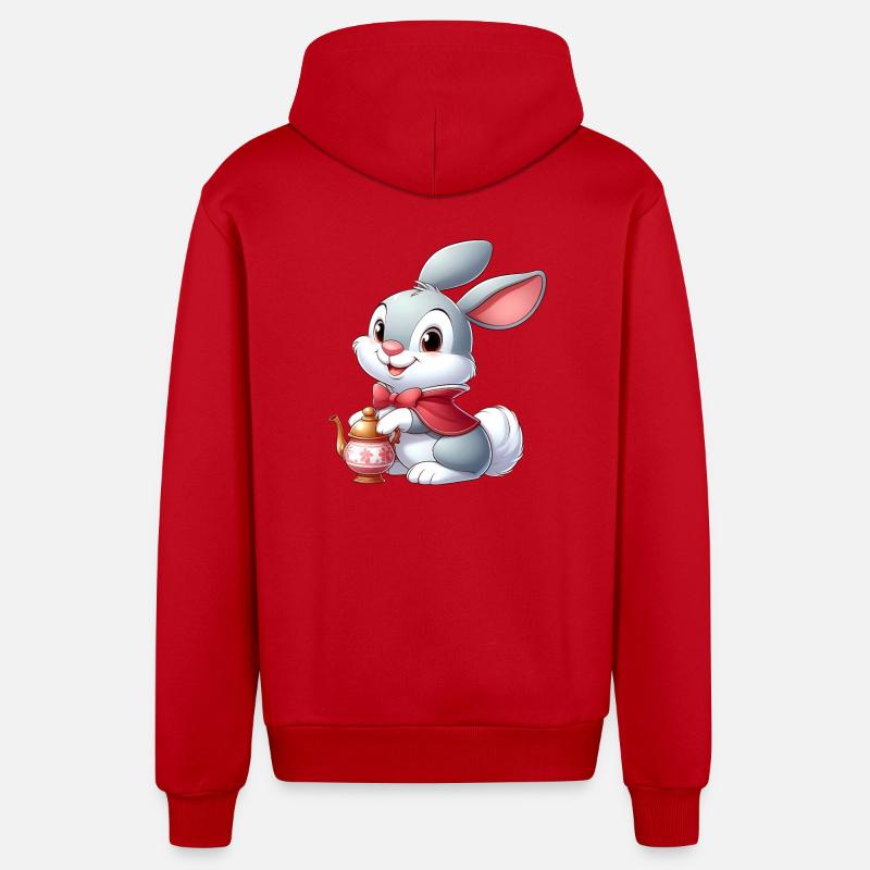 lapin 12 - Veste à capuche bio décontractée fabriquée en UE - rouge