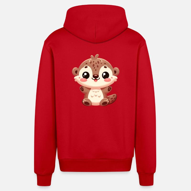 loutre 13 - Veste à capuche bio décontractée fabriquée en UE - rouge