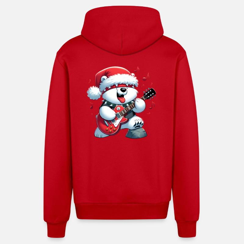 polar bear 7 - Veste à capuche bio décontractée fabriquée en UE - rouge