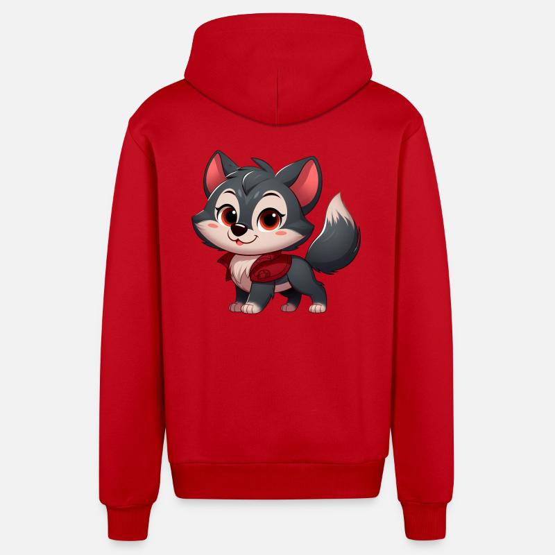 wolf 9 - Veste à capuche bio décontractée fabriquée en UE - rouge