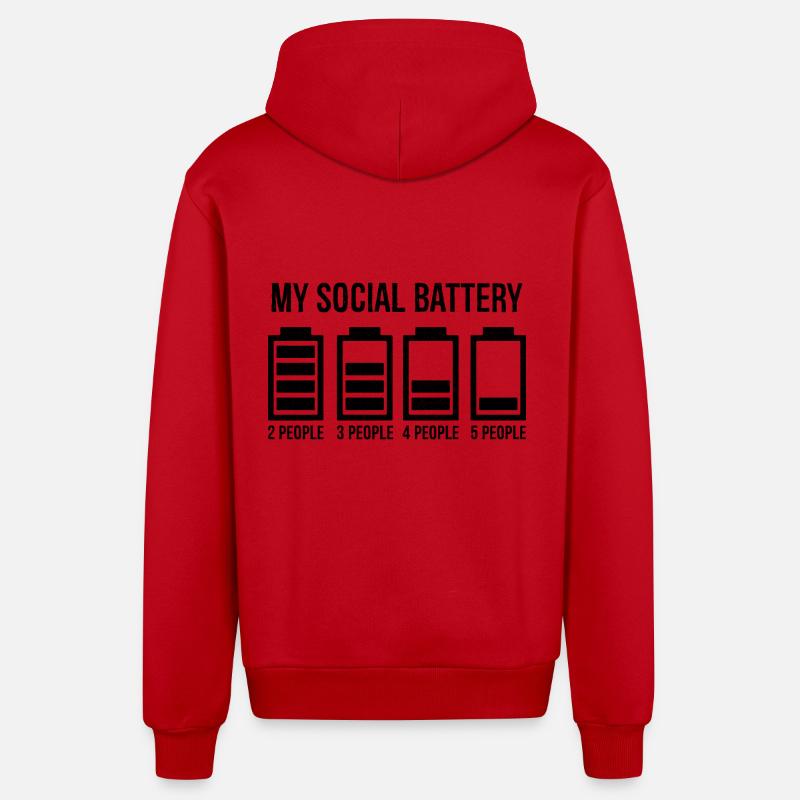 Ma batterie sociale - Veste à capuche bio décontractée fabriquée en UE - rouge