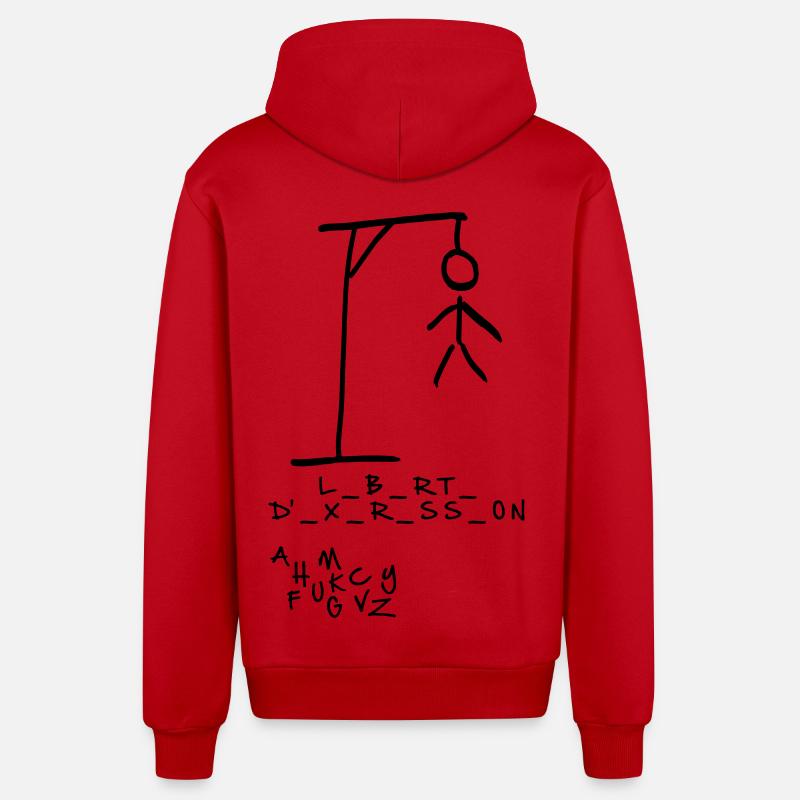 Pendu - Liberté d'expression - Veste à capuche bio décontractée fabriquée en UE - rouge