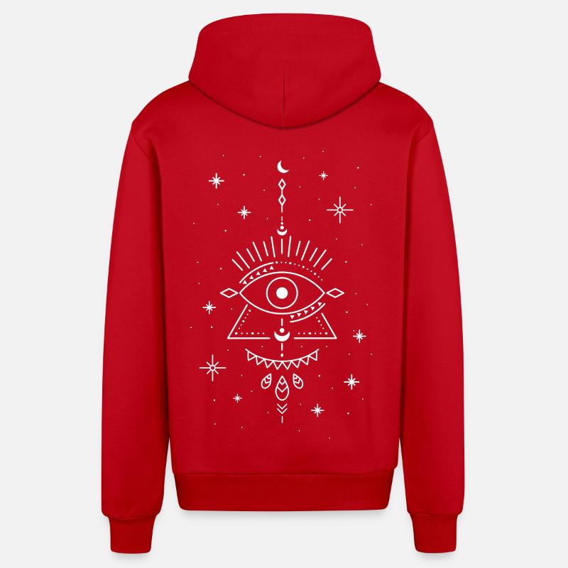 Trippy Eye Occult Formules - Veste à capuche bio décontractée fabriquée en UE - rouge