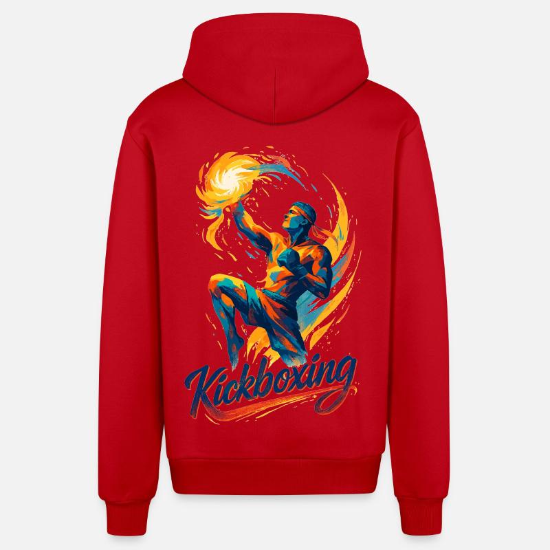 Kickboxing Boxer Fighter Dynamic Gift - Veste à capuche bio décontractée fabriquée en UE - rouge