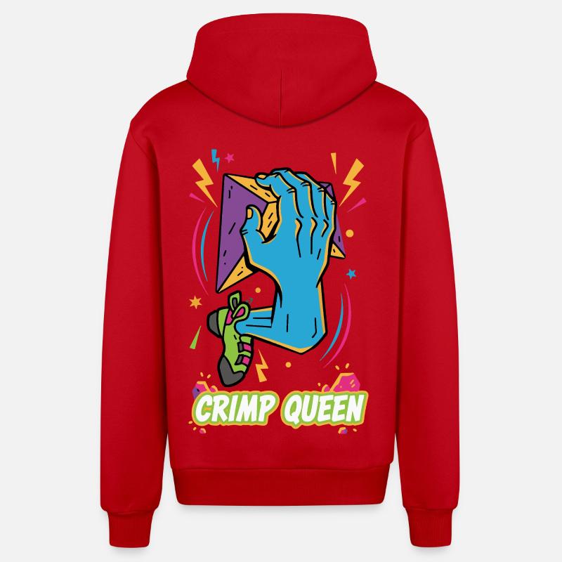 Escalade Crimp Queen Bloc Fun - Veste à capuche bio décontractée fabriquée en UE - rouge