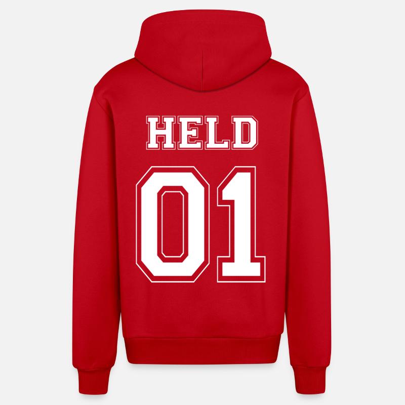 HELD 01 - White Edition - Organic Relaxed Hooded Jacket Made in EU - red
