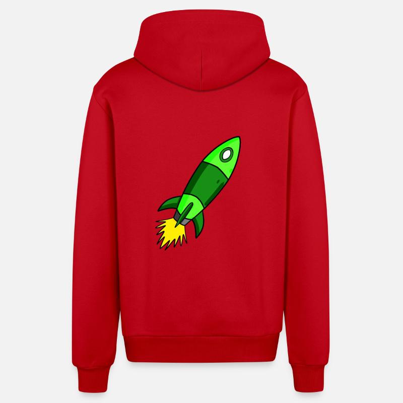 Fusée verte - Veste à capuche bio décontractée fabriquée en UE - rouge
