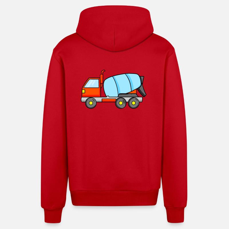 Construction construction construction - Veste à capuche bio décontractée fabriquée en UE - rouge