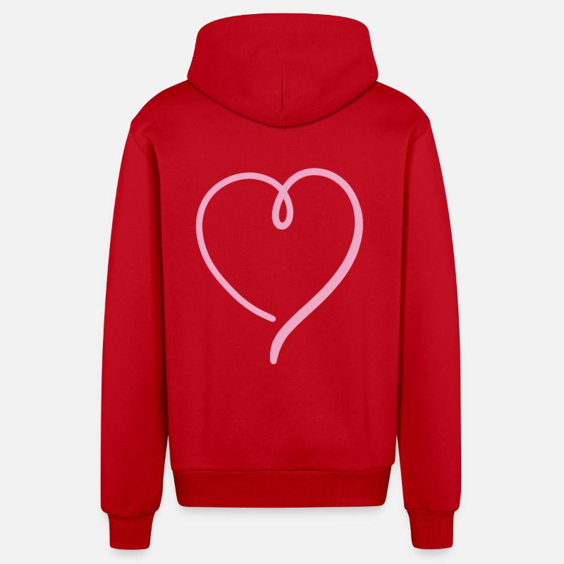 Coeur - Veste à capuche bio décontractée fabriquée en UE - rouge