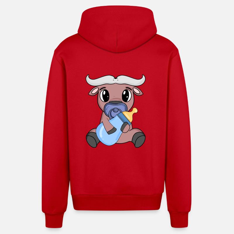 Bébé Jeune Buffle - Veste à capuche bio décontractée fabriquée en UE - rouge