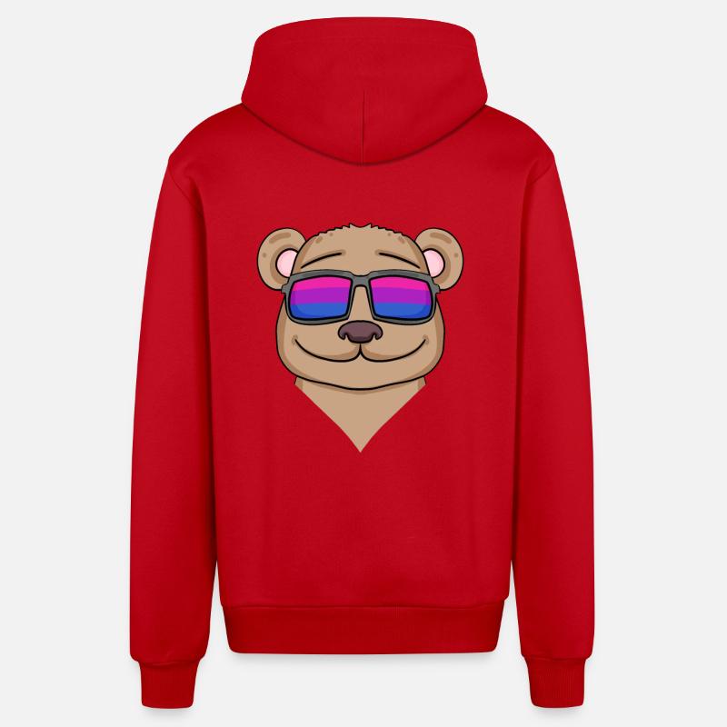 Cadeau bisexuel d’ours brun - Veste à capuche bio décontractée fabriquée en UE - rouge