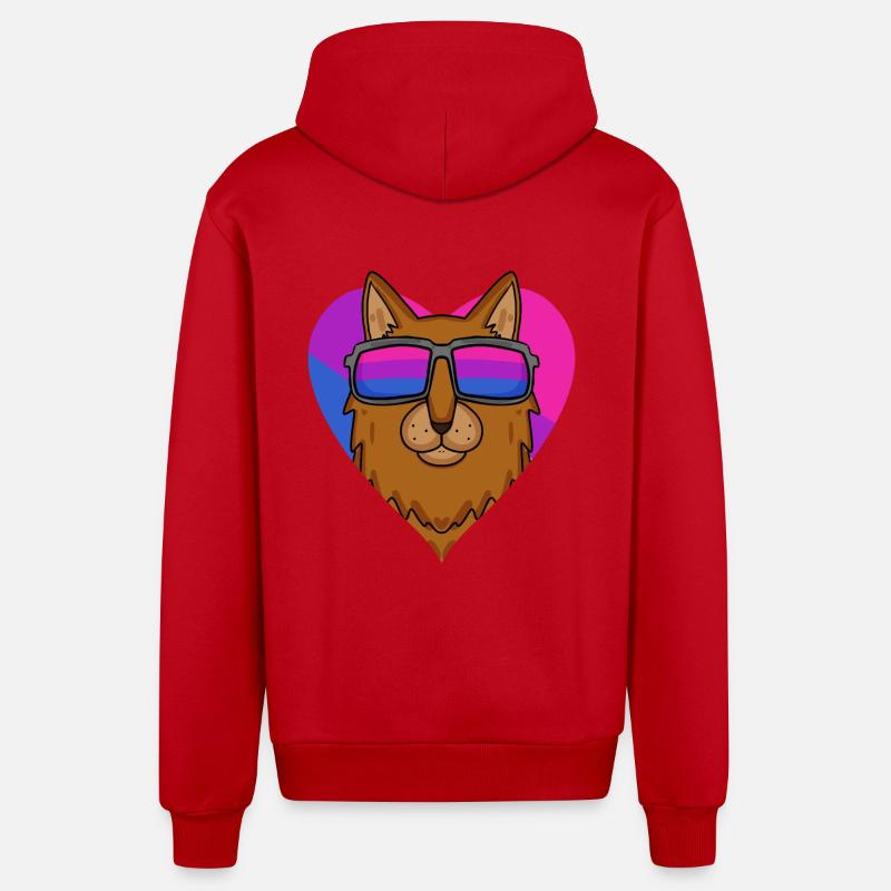 Cadeau de chat somalien bisexuel - Veste à capuche bio décontractée fabriquée en UE - rouge