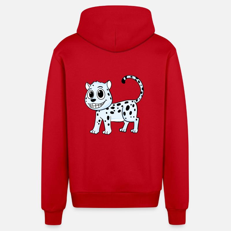 Léopard des neiges Léopard - Veste à capuche bio décontractée fabriquée en UE - rouge