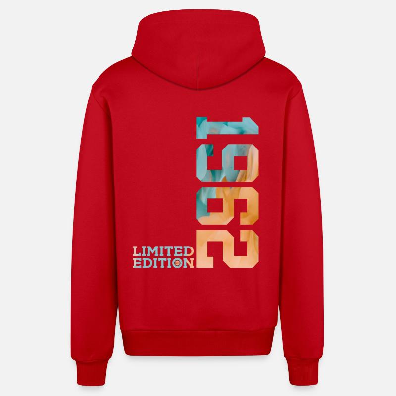 64E ANNIVERSAIRE ÉDITION LIMITÉE 1962 - Veste à capuche bio décontractée fabriquée en UE - rouge