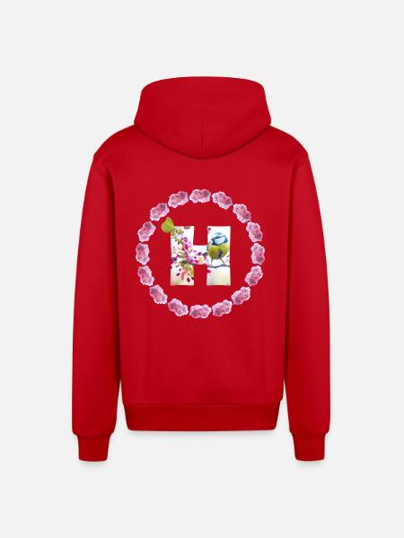 spring bird butterfly h - Organic Relaxed Hooded Jacket Made in EU - red