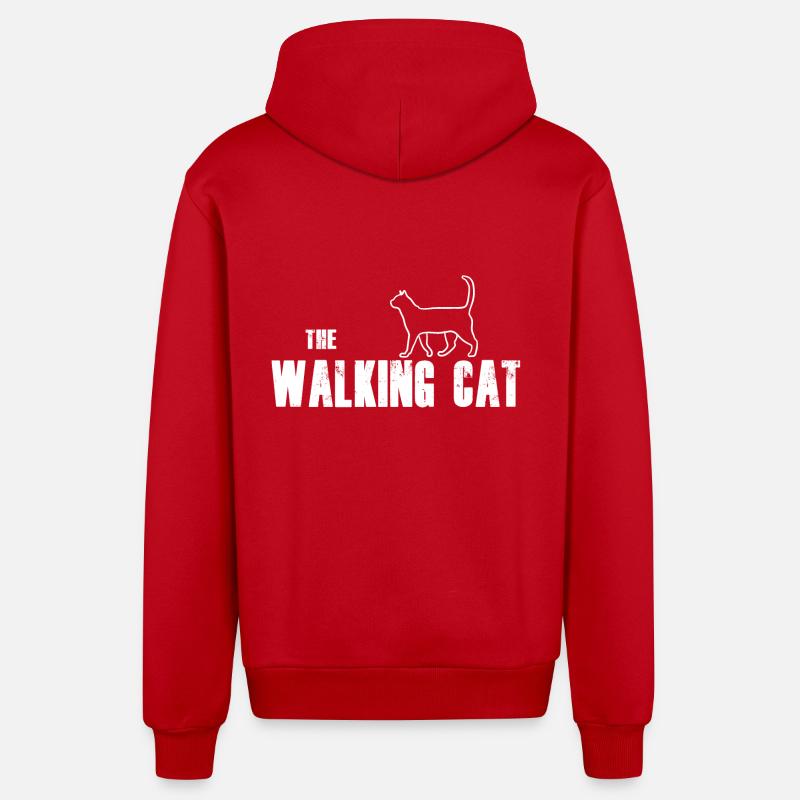 Le chat de marche - Veste à capuche bio décontractée fabriquée en UE - rouge