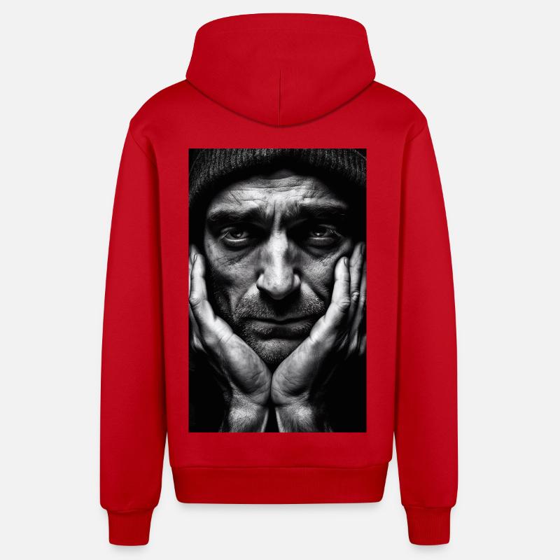 Thinking Guy - Organic Relaxed Kapuzenjacke Made in EU - Rot