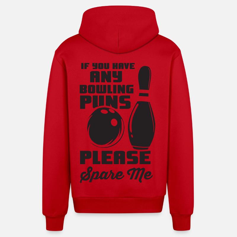 Jeu de mots de bowling - Veste à capuche bio décontractée fabriquée en UE - rouge